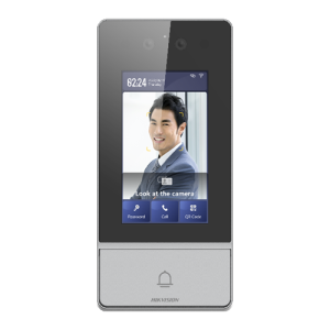 Videointerfon TCP/IP, 4.3' touch screen, camera 2x2MP, recunoastere faciala/Card/PIN/QR, PoE, IK08 - HIKVISION DS-KV9503-WBE1